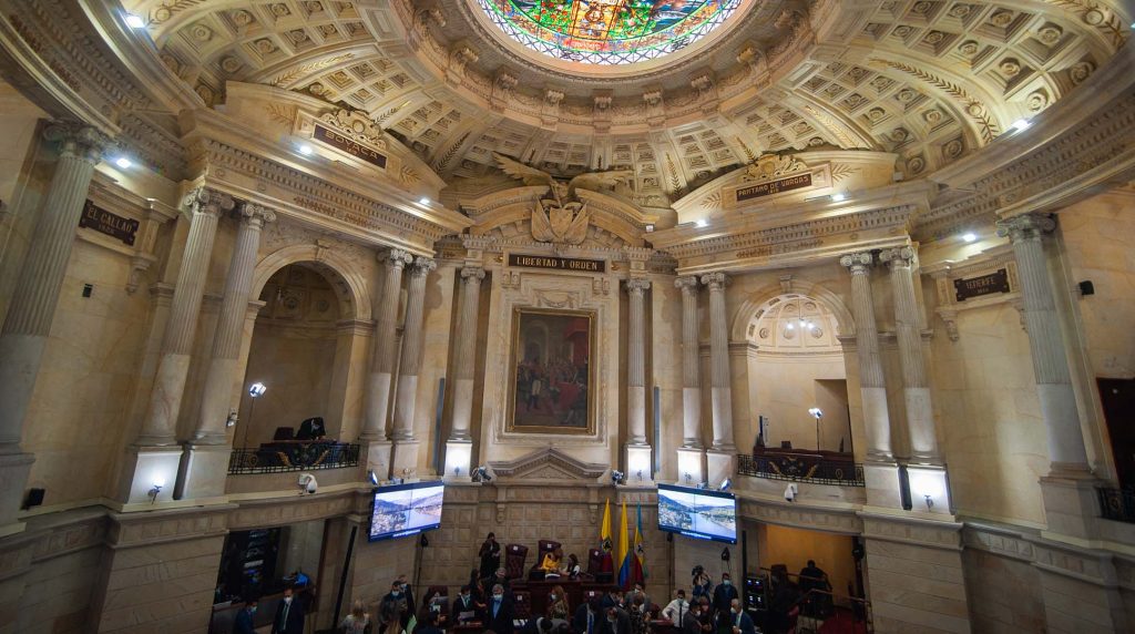 Vista al Capitolio nacional de Colombia, Salón Boyacá, Cámara de Representantes ubicado en el Congreso de la Republica